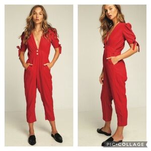 Rue Stiic Red Deep Neckline Jumpsuit size small